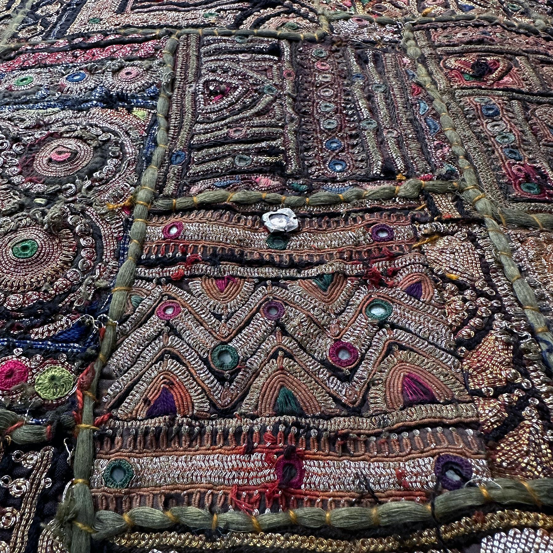 Hand-Crafted Vintage Handmade Rajasthani Patchwork Tapestry, India For Sale