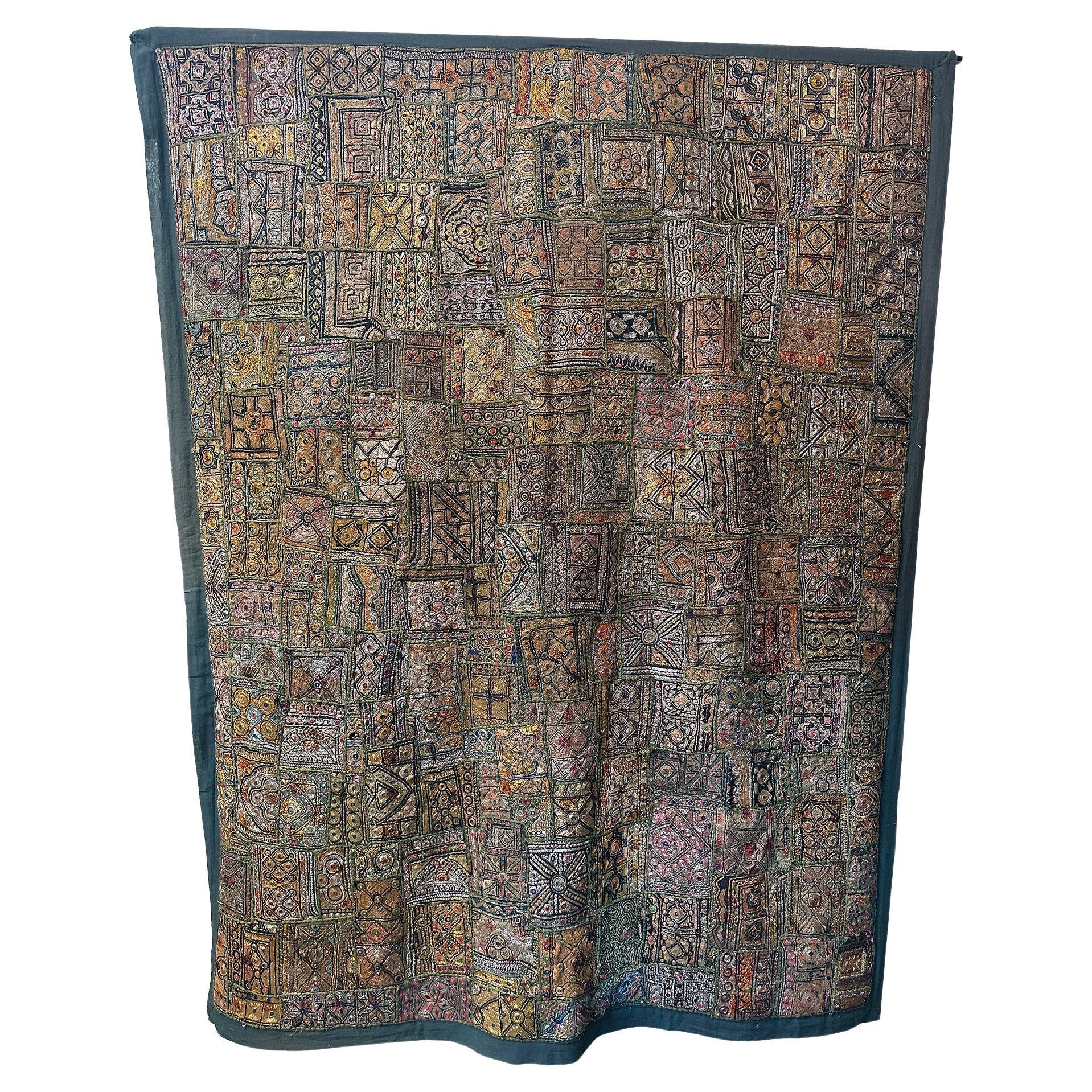 Tapisserie patchwork Rajasthani vintage faite à la main, Inde