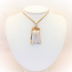 Vintage Handmade Rice Pearl and Diamond Pendant