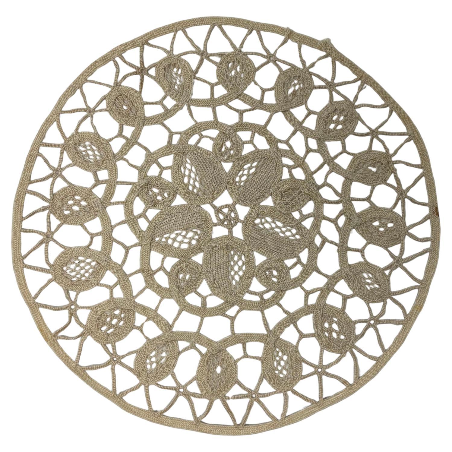 Vintage Handmade Round Doilies Fine Crochet White Cream Ivory French