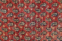 Vintage Handmade Runner Rug, Traditional Orange Wool Carpet Area Rug