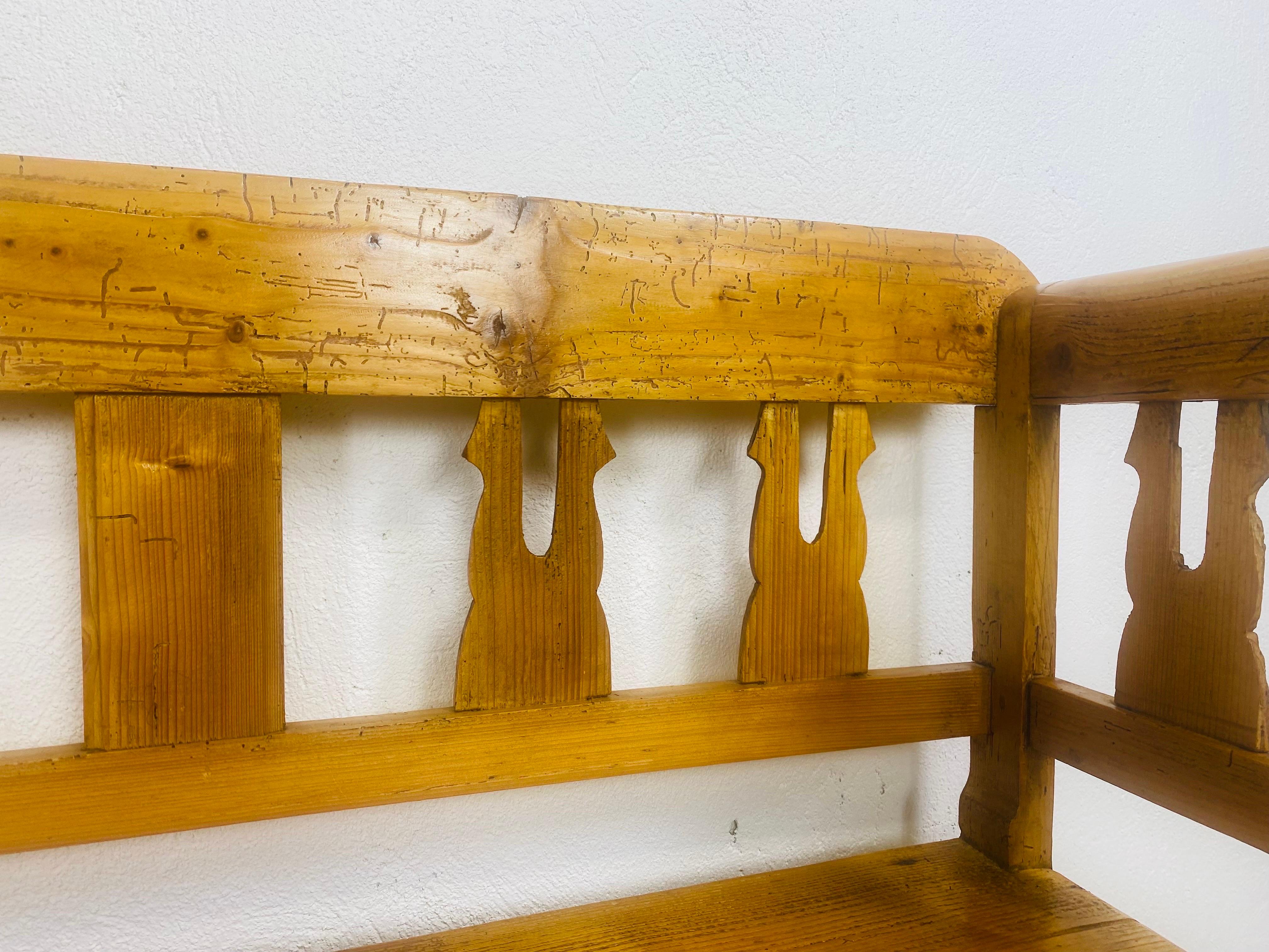 Vintage handmade rustic scrubs pine Irish hall bench For Sale 3