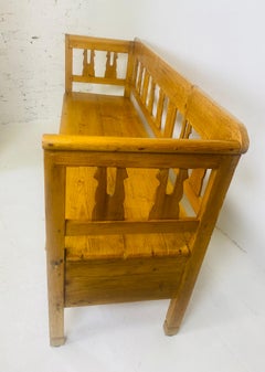 Banco de recibidor irlandés de pino rústico vintage hecho a mano