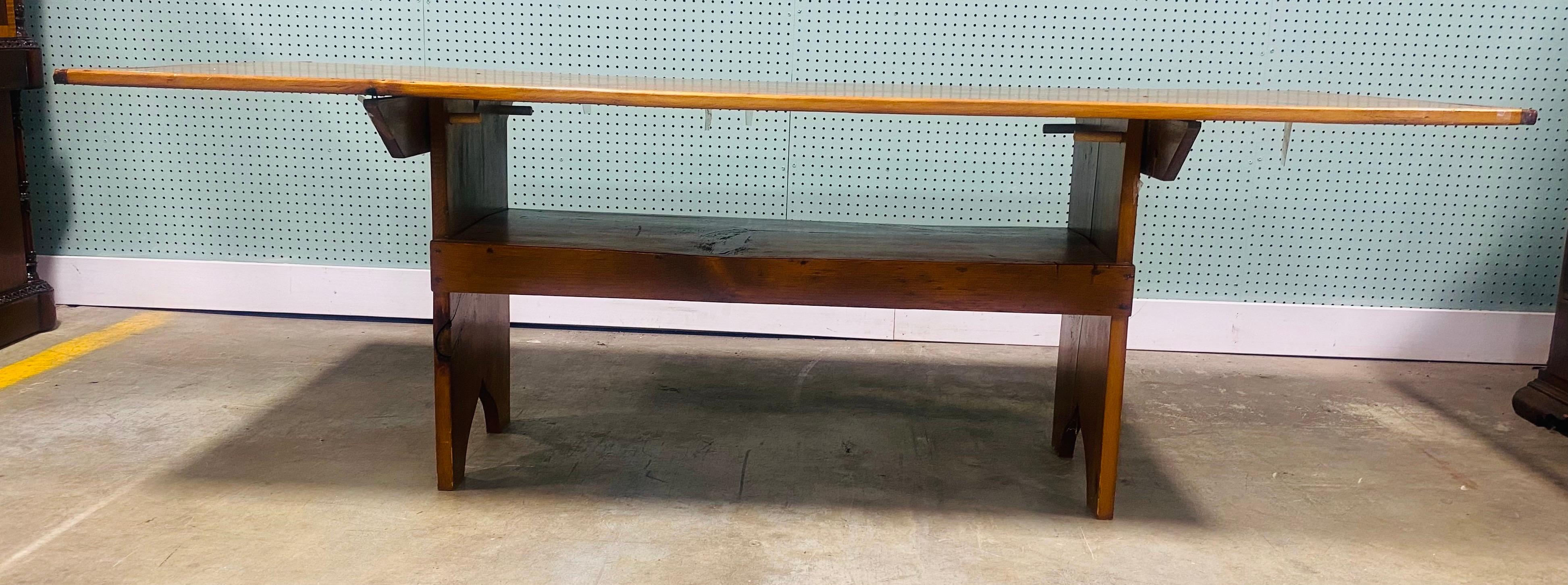 Hand-Crafted Vintage handmade rustyfarmhouse style pine dining table For Sale