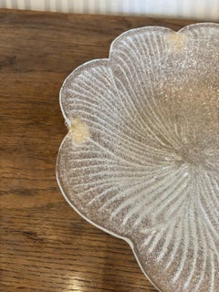 Vintage Handmade Sand Casted Interior Frosted Murano Glass Centerpiece Bowl