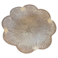 Cuenco centro de mesa de cristal de Murano esmerilado con interior fundido a mano vintage