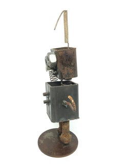 Vintage Handmade Scrap Metal Design Robot Statue German, 1970s
