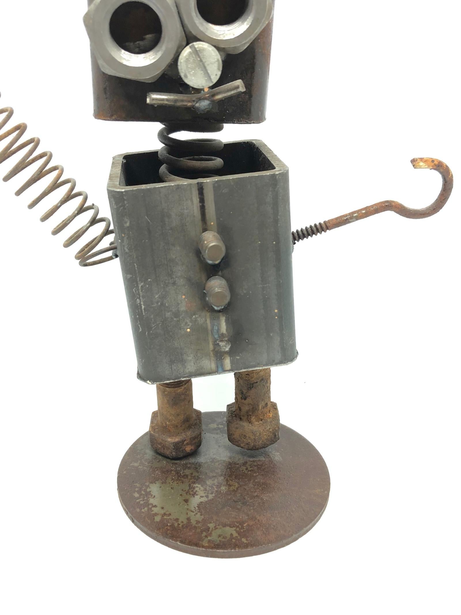 Mid-Century Modern Vintage Handmade Scrap Metal Design Robot Statue German, 1970s