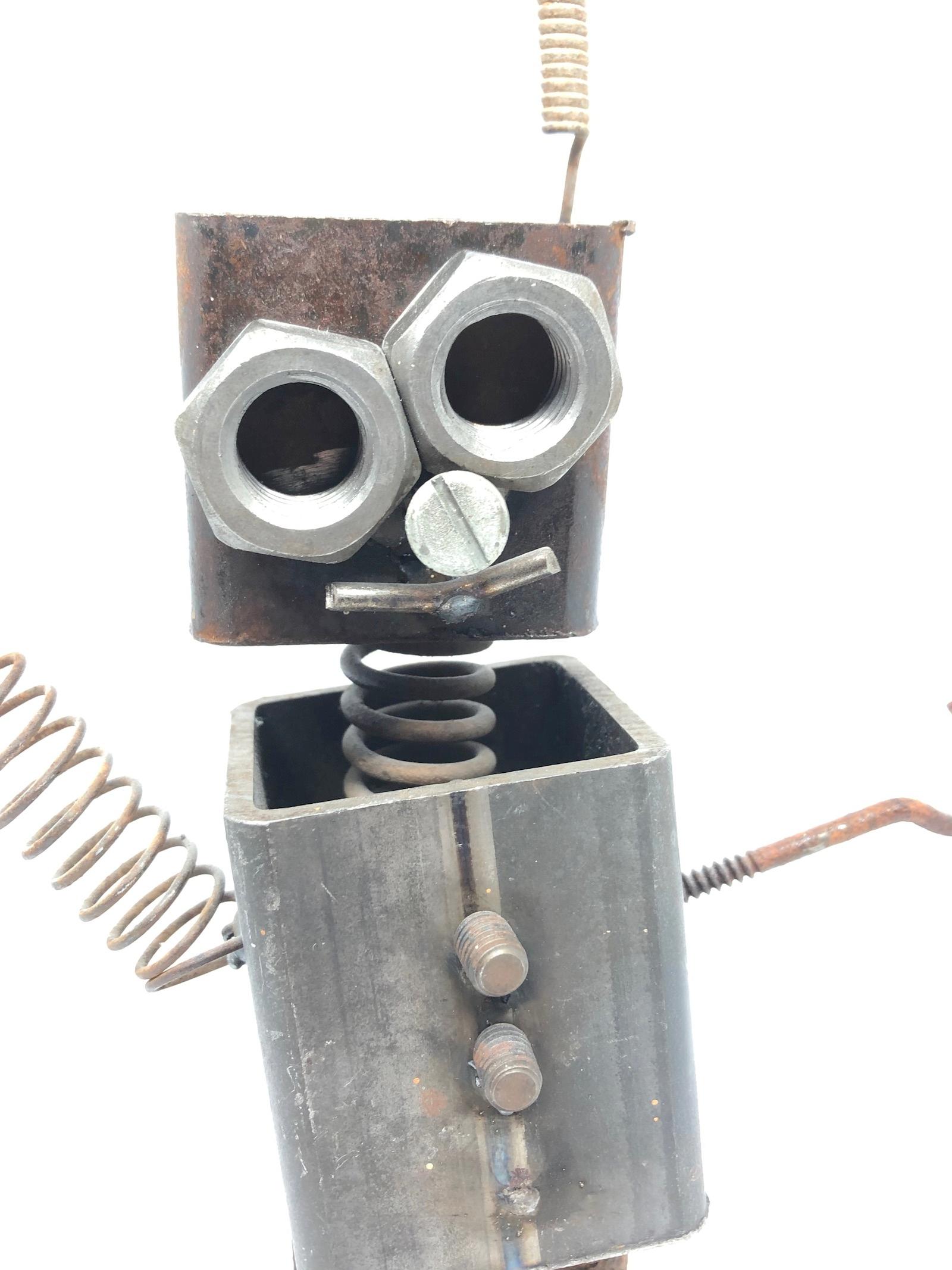 Hand-Crafted Vintage Handmade Scrap Metal Design Robot Statue German, 1970s