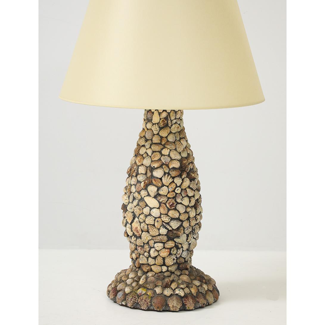 - Discovered in Maine, this monumental, handmade lamp is one of the most beautiful examples of the painstaking art of shellwork we've ever come across. 

- An impressive scale, this piece is a true show-stopper in any home, not just a coastal one.