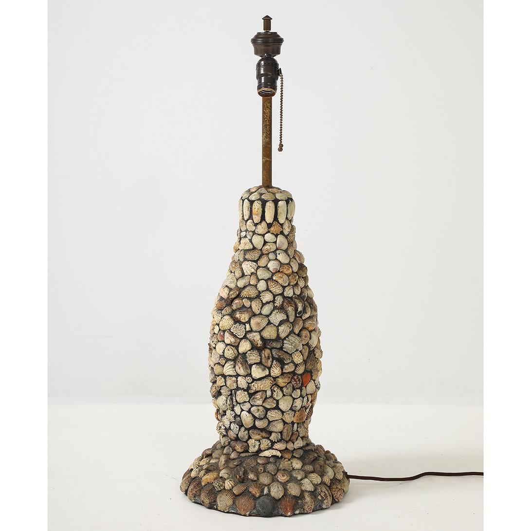 Vintage Handmade Shell Lamp with Parchment Shade 1
