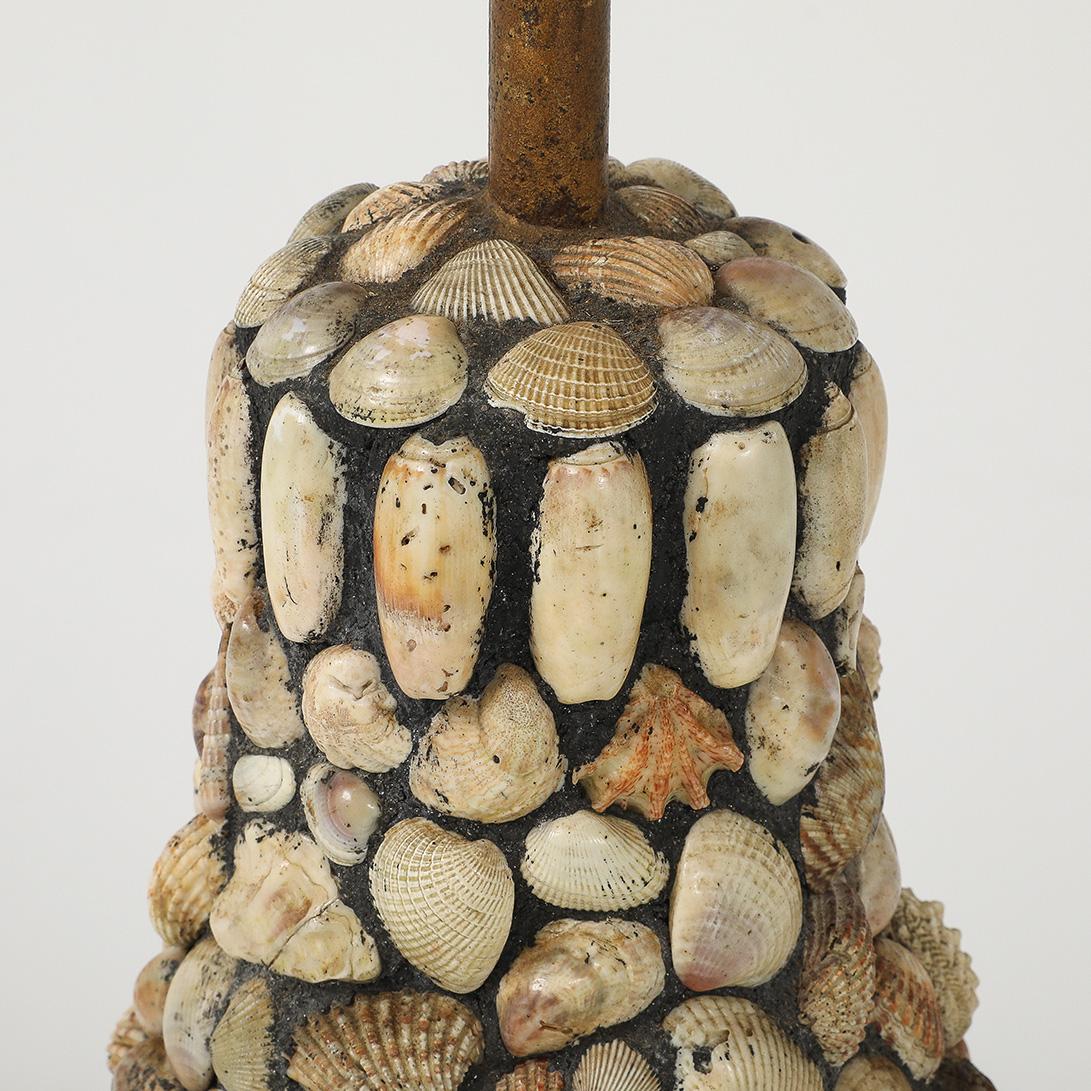 Vintage Handmade Shell Lamp with Parchment Shade 3