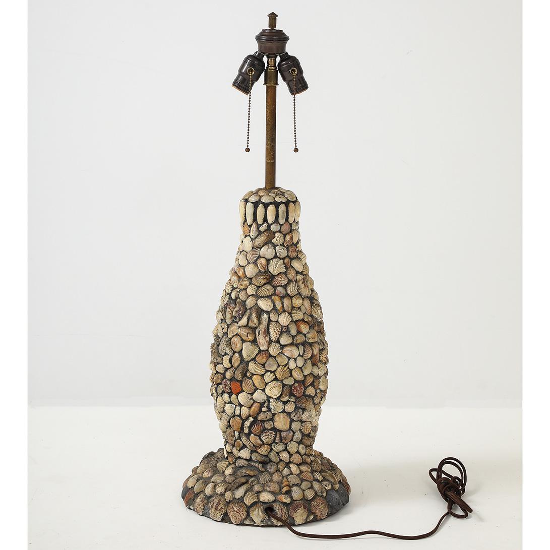 Vintage Handmade Shell Lamp with Parchment Shade 4