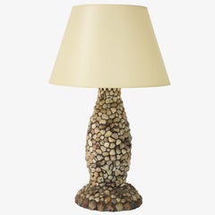 Vintage Handmade Shell Lamp with Parchment Shade