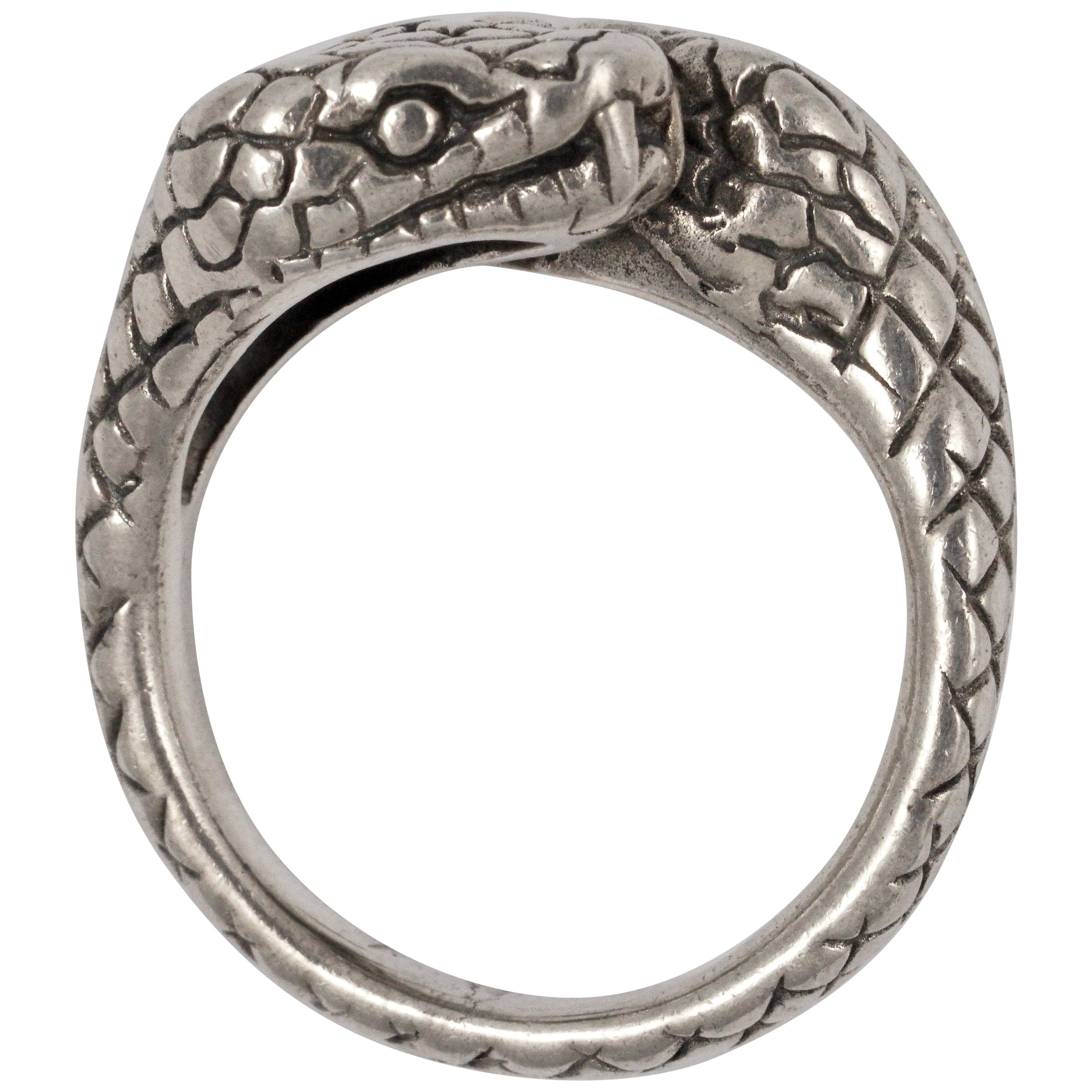 Vintage Handmade Silver Double Cobra Snake Ring