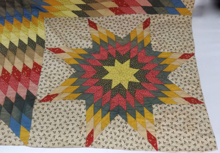 Vintage Handmade Star Quilt For Sale at 1stdibs