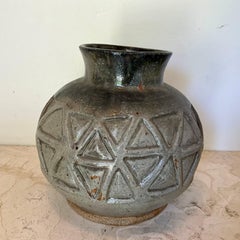 Vintage Handmade Stoneware Pottery Vase - Glazed Decorative Art - 1996