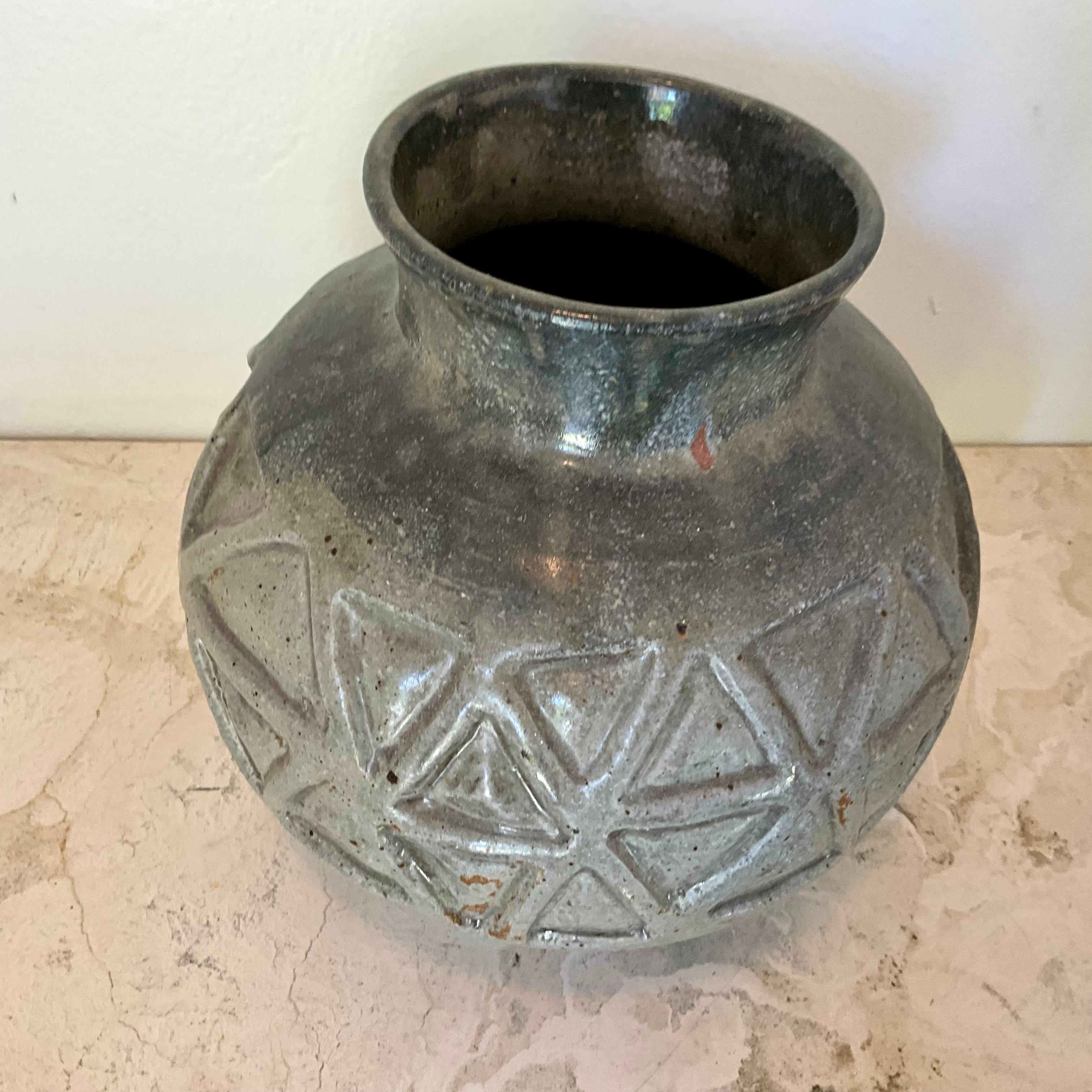 Mid-Century moderno Vaso di gres fatto a mano d'epoca - Arte decorativa smaltata - 1996 in vendita