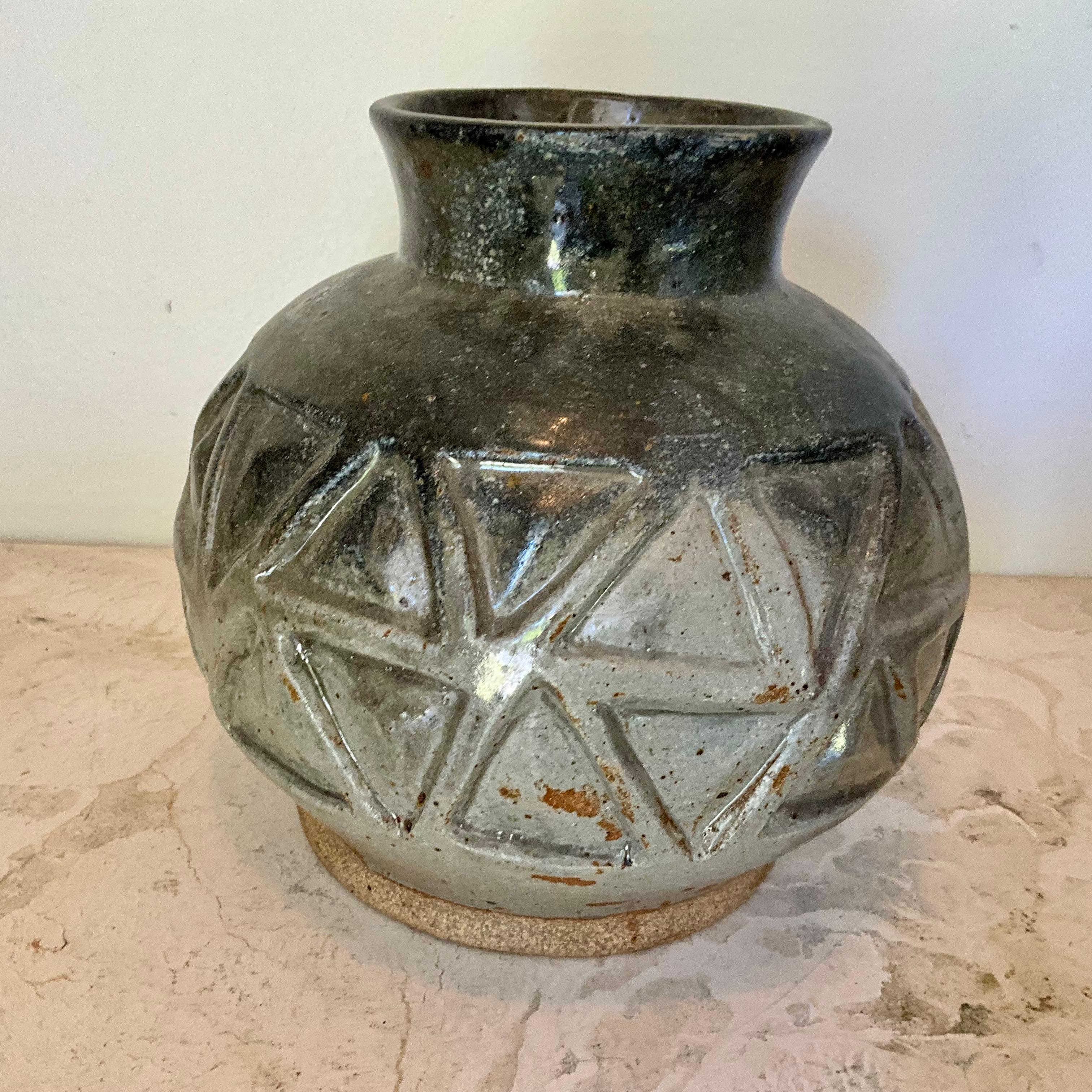 Vaso di gres fatto a mano d'epoca - Arte decorativa smaltata - 1996 In condizioni buone in vendita a West Palm Beach, US