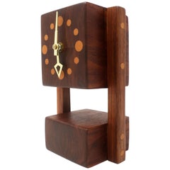Retro Handmade Teak Mantle Clock