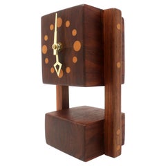 Vintage Handmade Teak Mantle Clock