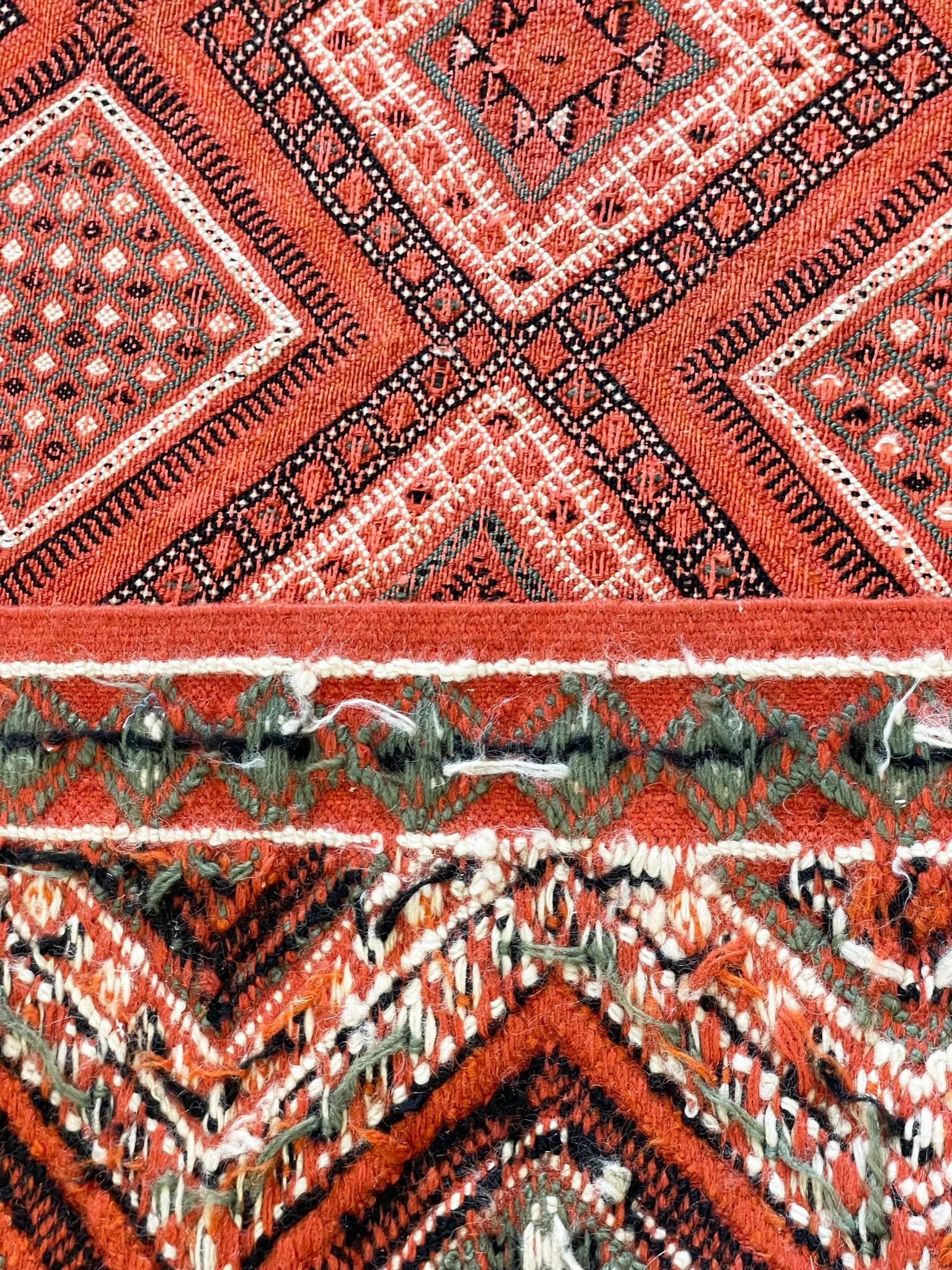 Kilim Vintage Handmade Tribal Moroccan Runner, c-1970 For Sale