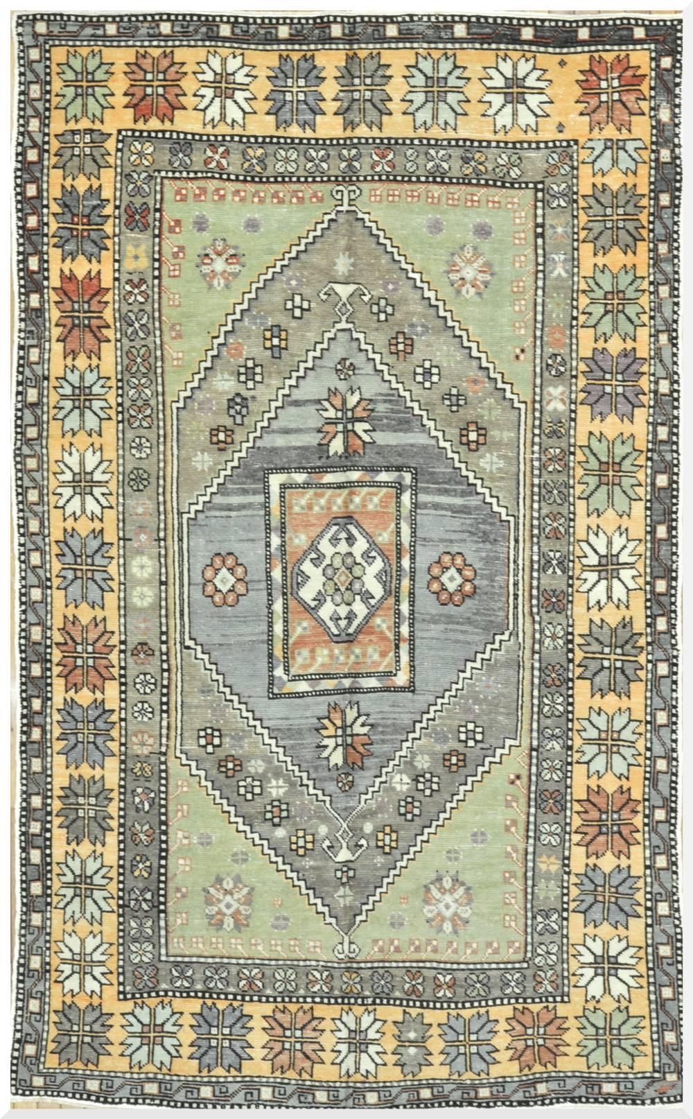 Hand-Knotted Vintage Handmade Turkish Anatolian Rug
