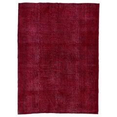 7,4x10 Fuß Vintage Handgefertigter türkischer Teppich aus Wolle in Rot, zeitgenössischer Teppich