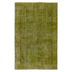 7.4x10.7 Ft  Vintage Handmade Rug Re-dyed in Chartreuse, Art Deco Chinese Design