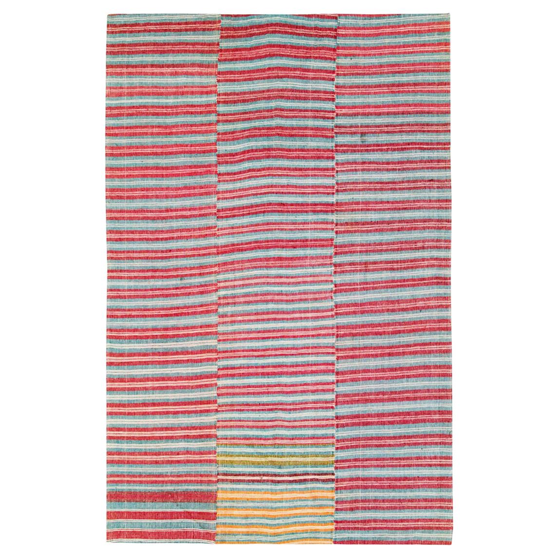 Tapis Kilim turc vintage à tissage plat fait à la main