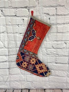 Vintage Handmade Turkish Rug Christmas Stocking