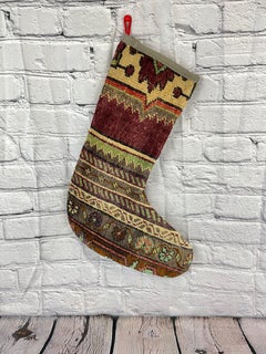 Vintage Handmade Turkish Rug Christmas Stocking