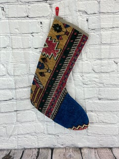 Vintage Handmade Turkish Rug Christmas Stocking