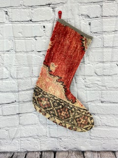 Alfombra turca vintage hecha a mano Calcetín de Navidad