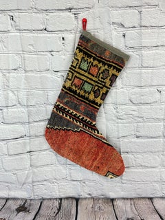 Vintage Handmade Turkish Rug Christmas Stocking