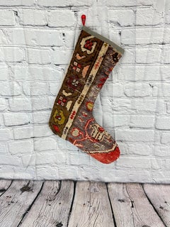 Vintage Handmade Turkish Rug Christmas Stocking