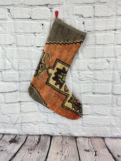 Vintage Handmade Turkish Rug Christmas Stocking