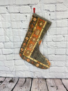 Vintage Handmade Turkish Rug Christmas Stocking