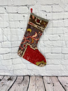 Vintage Handmade Turkish Rug Christmas Stocking