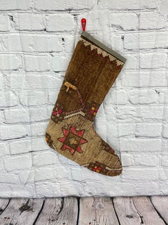Vintage Handmade Turkish Rug Christmas Stocking