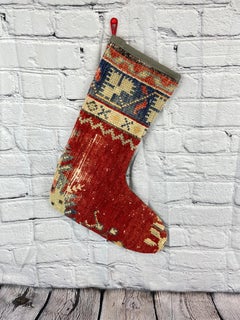 Vintage Handmade Turkish Rug Christmas Stocking