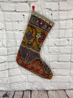 Vintage Handmade Turkish Rug Christmas Stocking