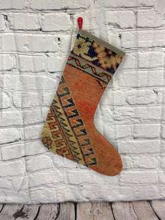 Handgefertigter türkischer Teppich, Weihnachts Stocking, Vintage