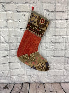 Vintage Handmade Turkish Rug Christmas Stocking