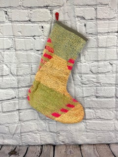 Calza di Natale vintage fatta a mano con tappeto turco