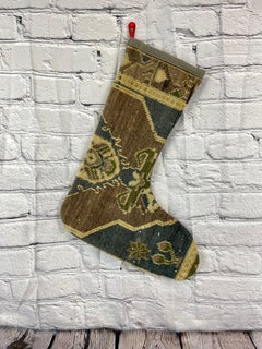Handgefertigter türkischer Teppich, Weihnachts Stocking, Vintage