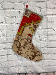 Vintage Handmade Turkish Rug Christmas Stocking