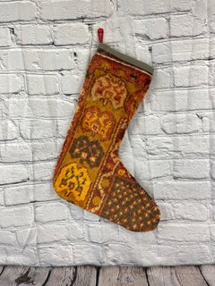 Vintage Handmade Turkish Rug Christmas Stocking
