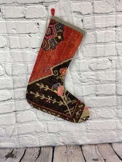 Vintage Handmade Turkish Rug Christmas Stocking