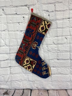 Handgefertigter türkischer Teppich, Weihnachts Stocking, Vintage